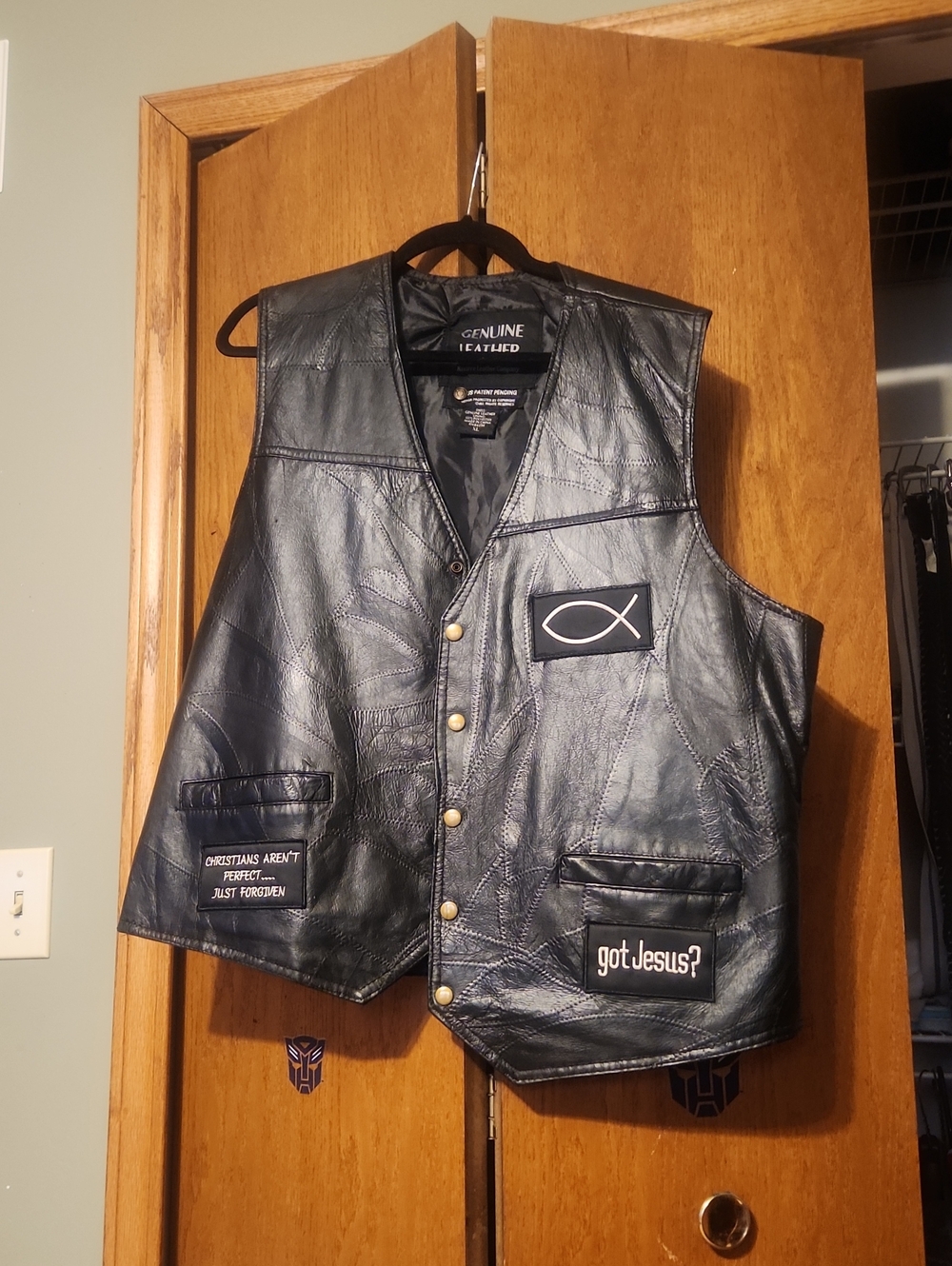 Black Faith Leather Vest